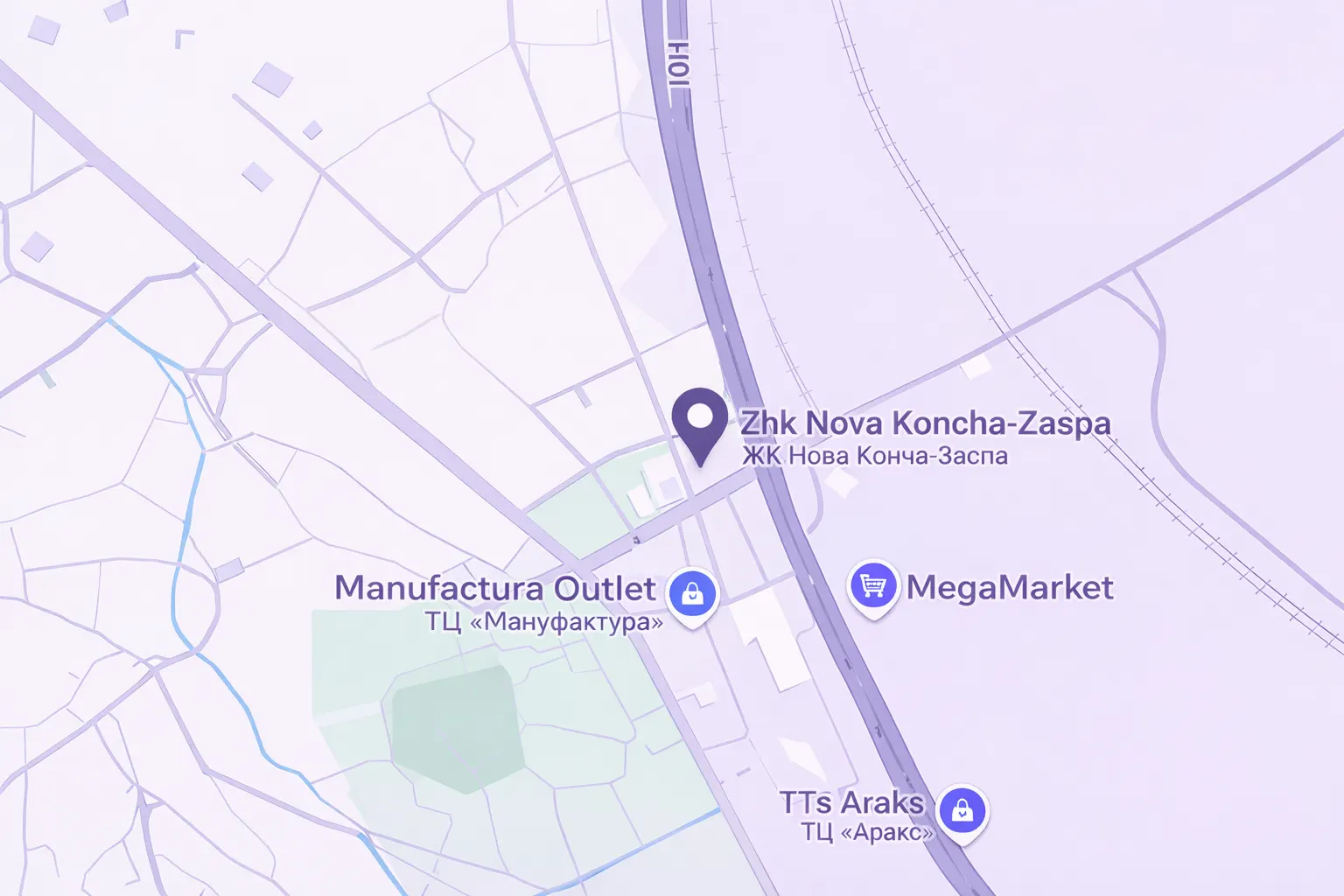 Карта локації: Ходосівка, вул. Л. Каденюка, 20, ЖК "Нова Конча-Заспа"